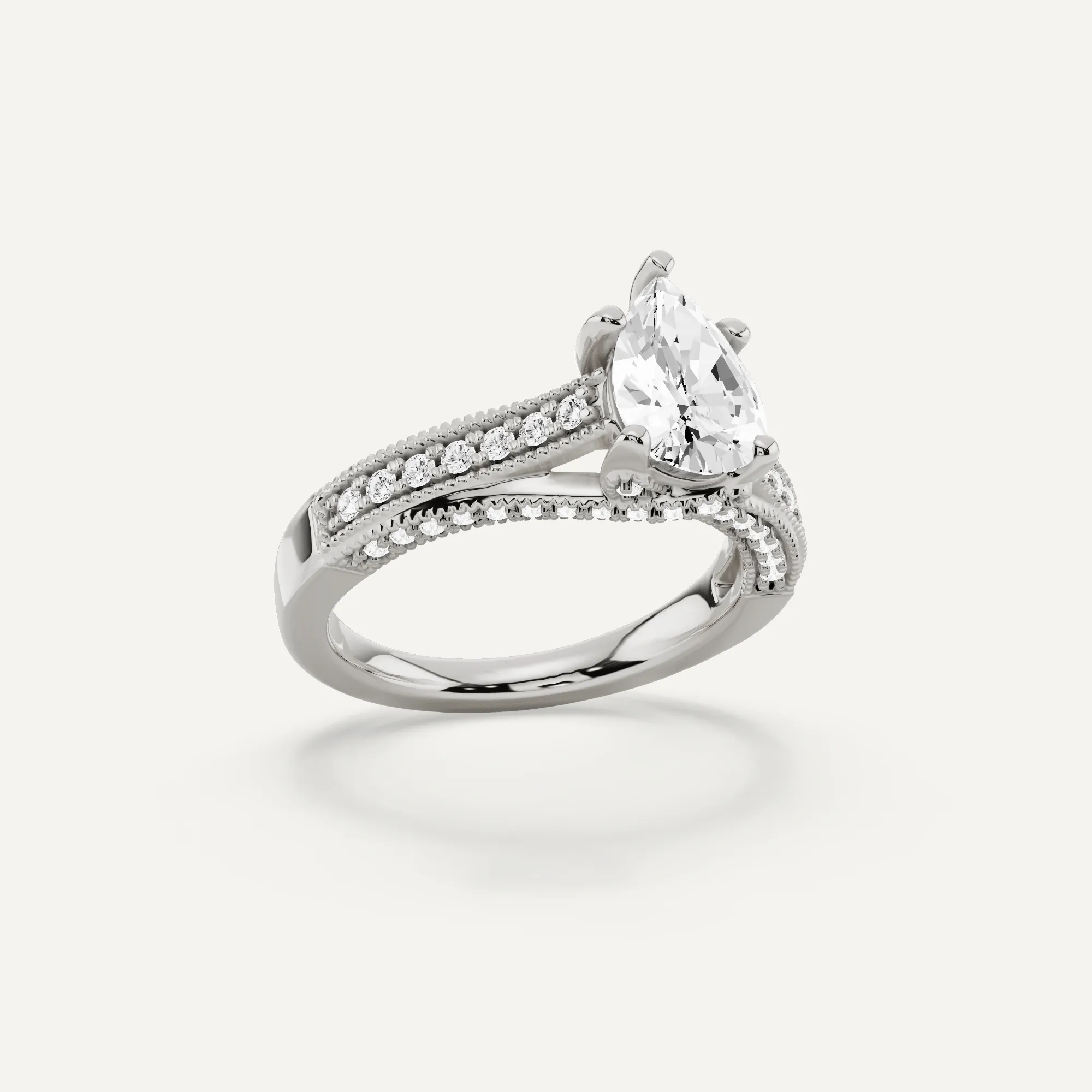 1 1/3 ctw Pear Diamond Luxe Side Stone Engagement Ring