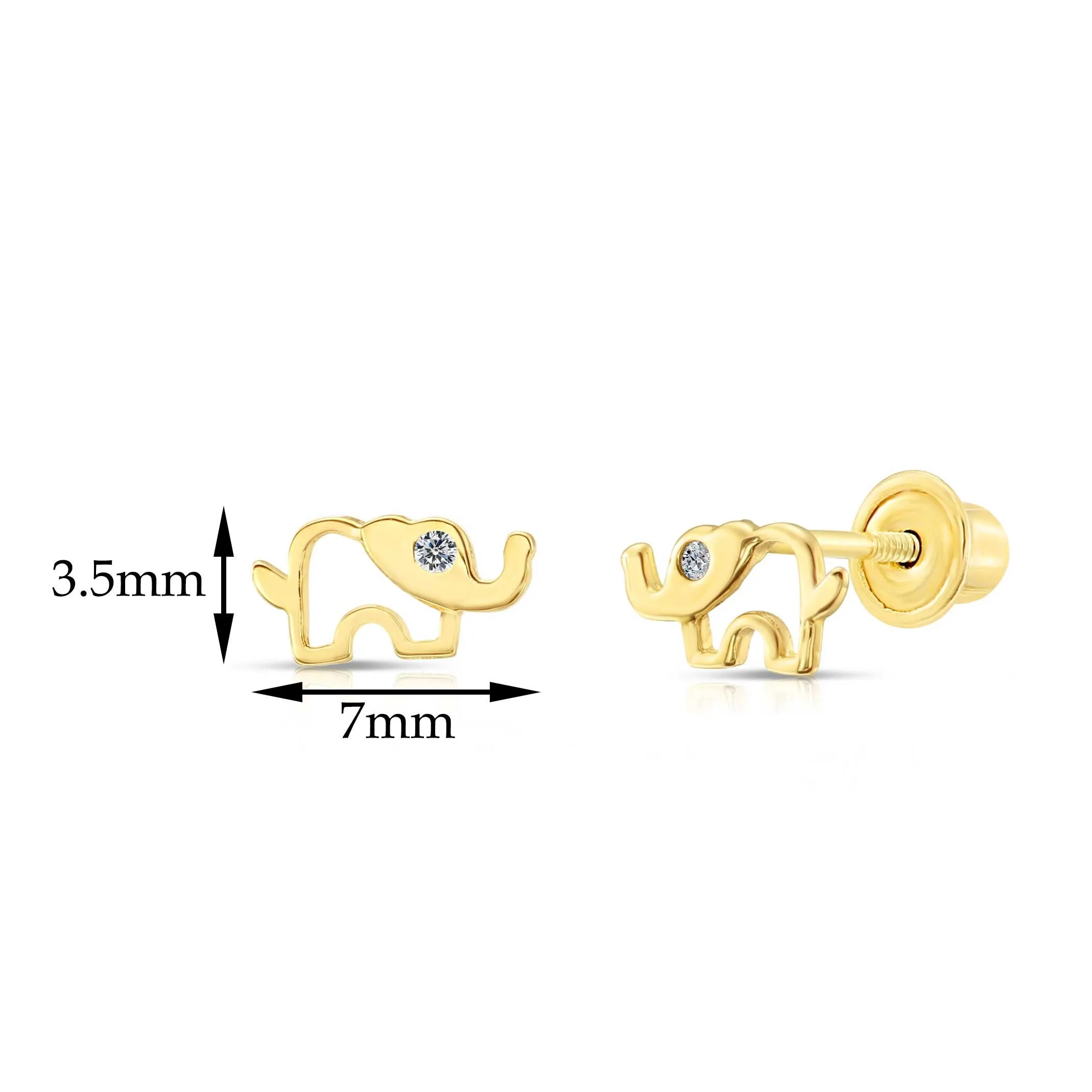 10k Yellow Gold Elephant Stud Earrings