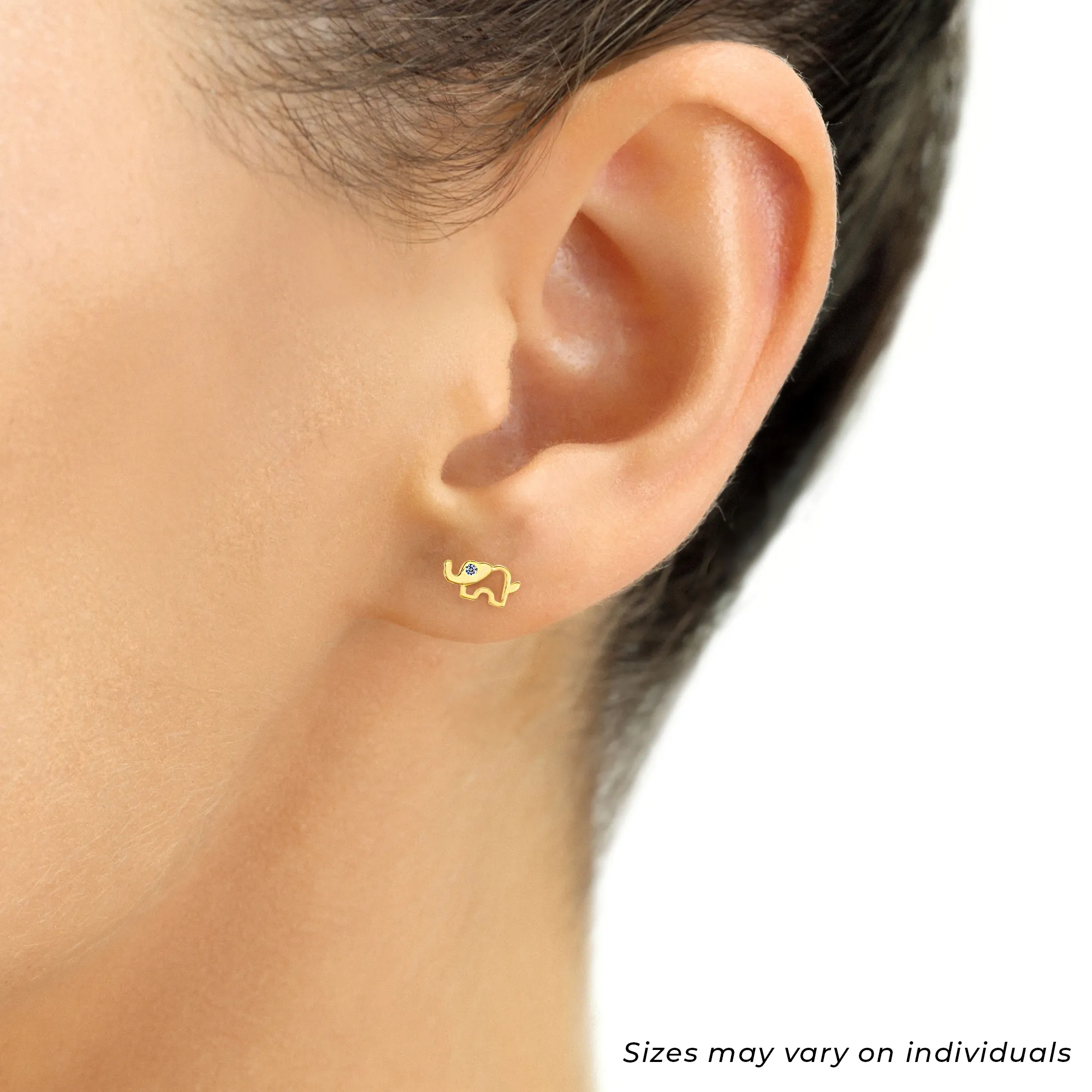 10k Yellow Gold Elephant Stud Earrings