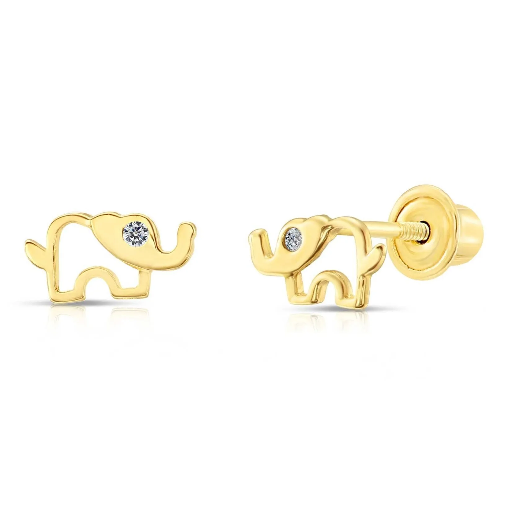 10k Yellow Gold Elephant Stud Earrings