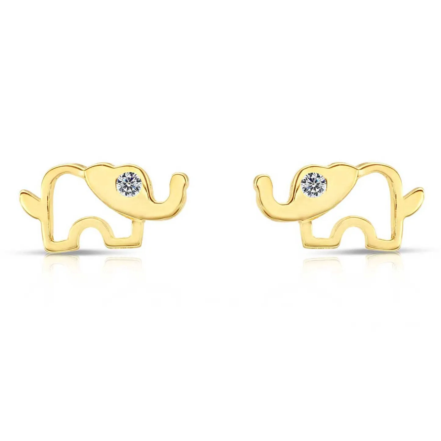 10k Yellow Gold Elephant Stud Earrings