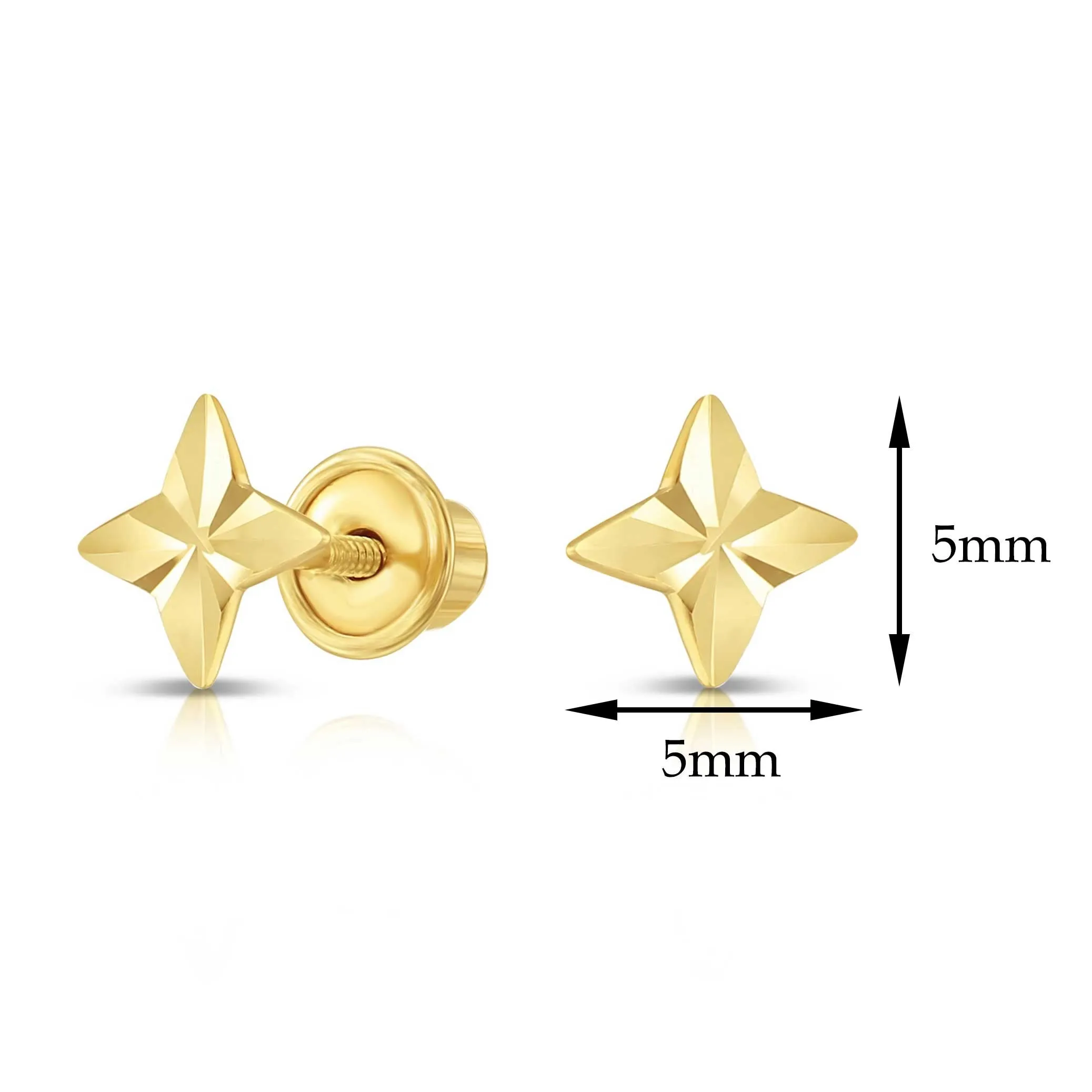 10k Yellow Gold Shooting Star Stud Earrings