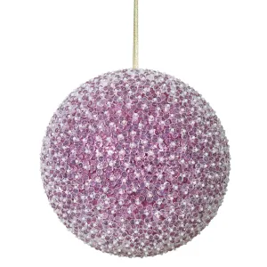 10" Cerise Acrylic Beaded Foil Styrofoam Christmas Ball Ornament