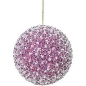 10" Rose Gold Acrylic Beaded Foil Styrofoam Christmas Ball Ornament