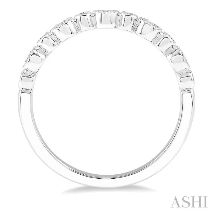 1/10 Ctw Circular Mount Round Cut Diamond Stackable Band in 14K White Gold