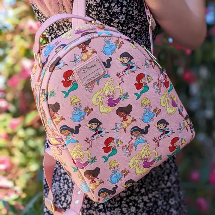 12" Disney Princess - Chibi Princesses Faux Leather Mini Backpack Bag Loungefly