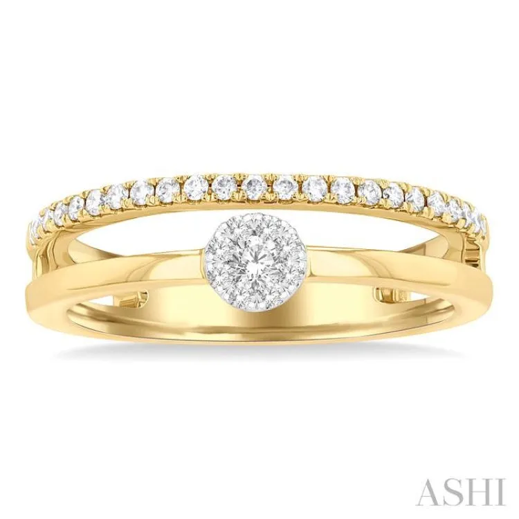 1/4 ctw Dowble Row Lovebright Round Cut Diamond Ladies Ring in 10K Yellow and White Gold