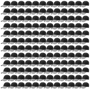 144-Pack Baseball Dad Cap Velcro Strap Adjustable Size - Black/Gray