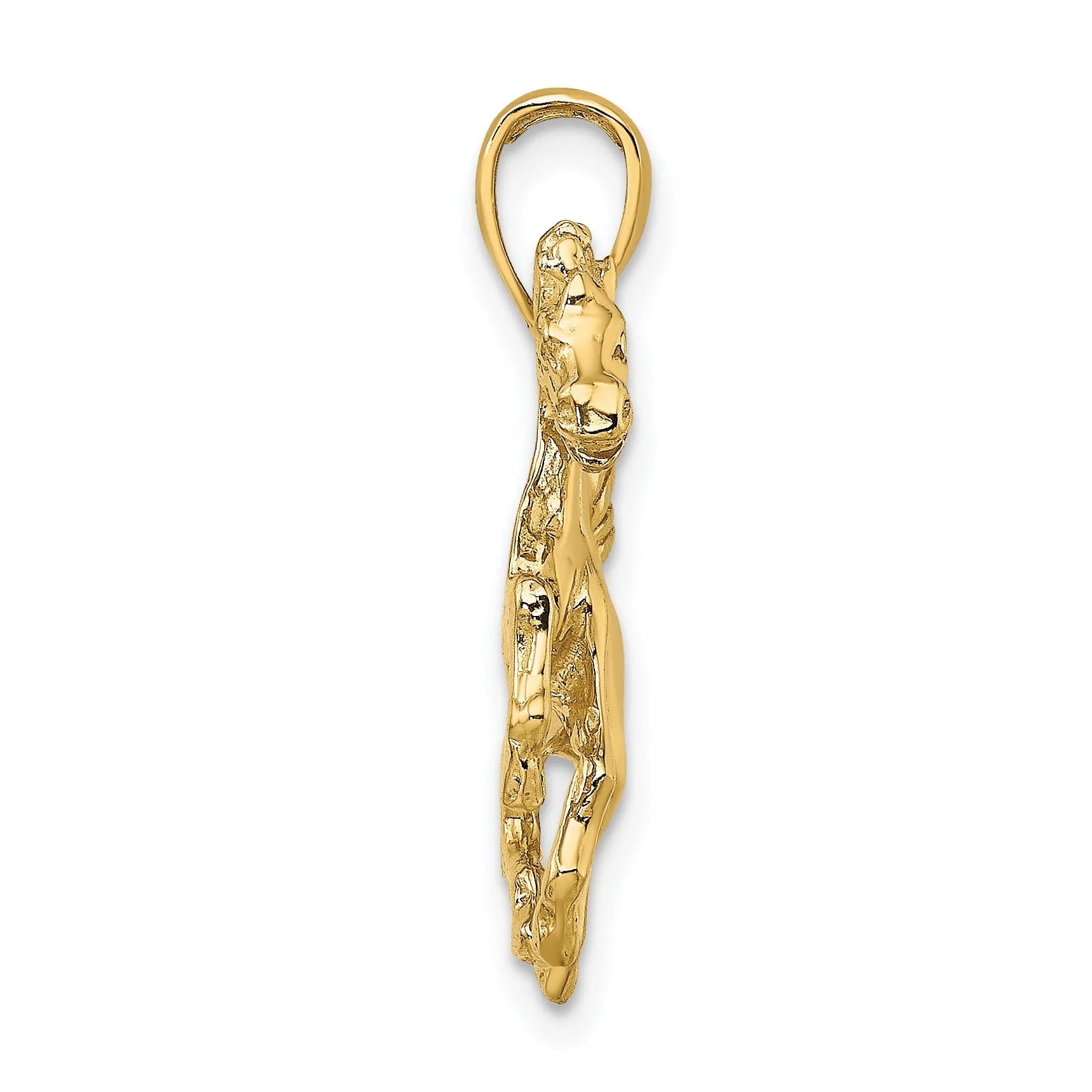 14K Yellow Gold Open Back Polished Finish Horse Charm Pendant