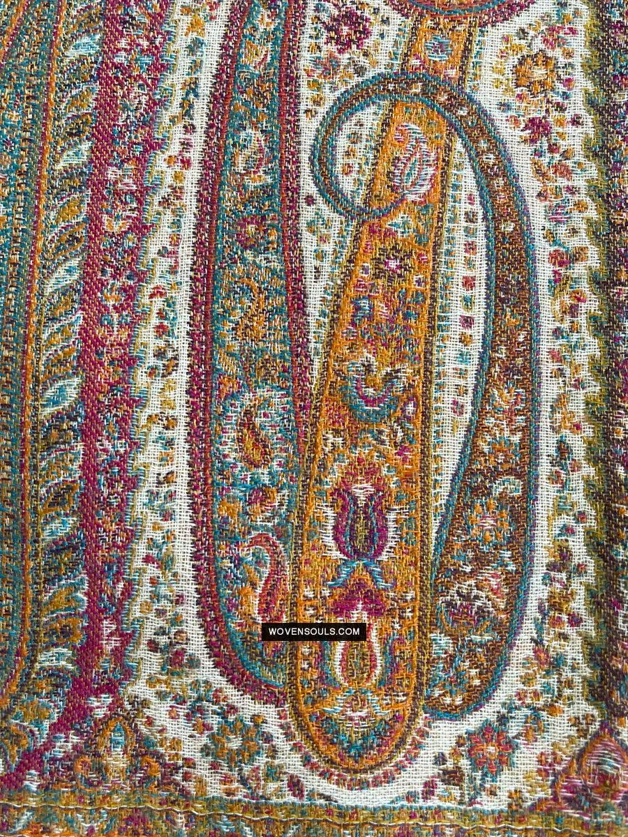 1697 SOLD Exquisite Burnt Yellow Boteh Shawl from Kashmir - Recently Made