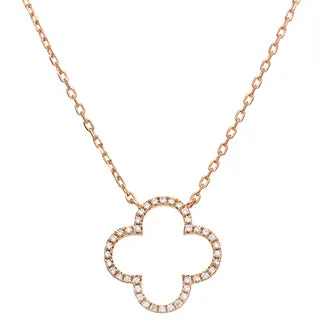 18ct Rose Gold 0.15ct Diamond Clover Necklace