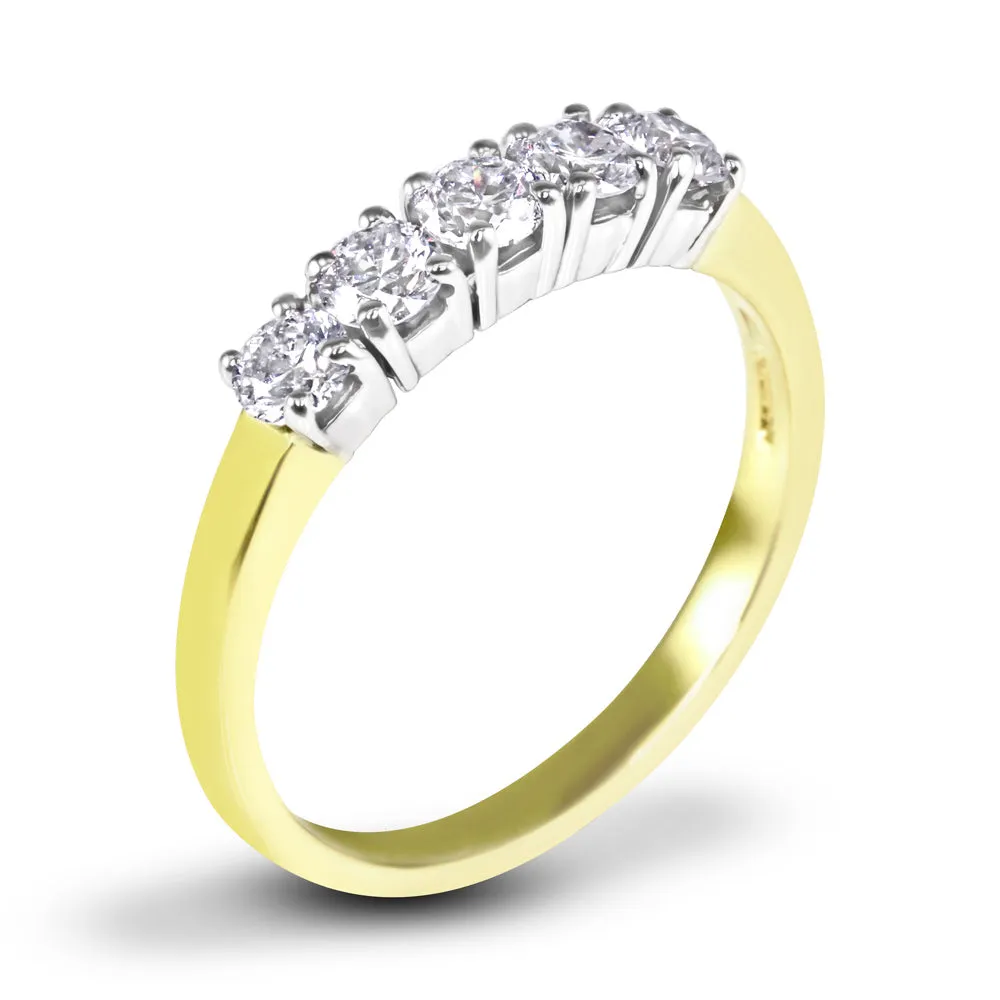 18ct Yellow Gold 0.50ct Five Diamond Eternity Ring