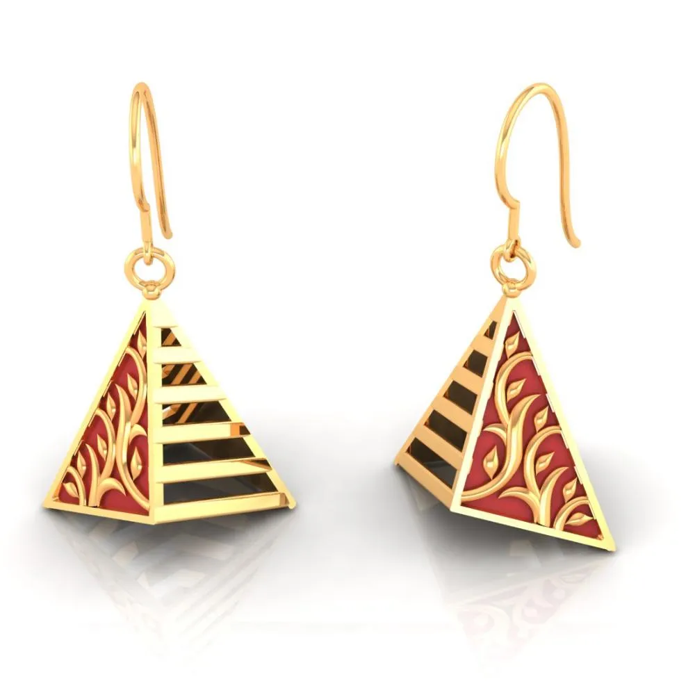 18k Magnificent Reddish-conical Gold Earrings