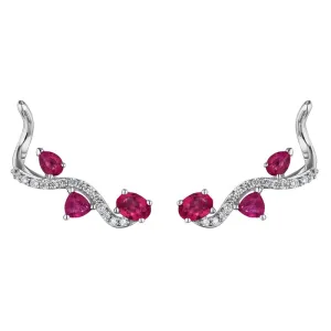 18k Mirage White Gold Earring With 0.25 Cts Vs-Gh Diamonds  And Ruby