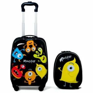 2 Pieces Kids Luggage Set with Backpack and Suitcase - Monster