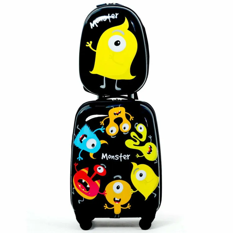 2 Pieces Kids Luggage Set with Backpack and Suitcase - Monster