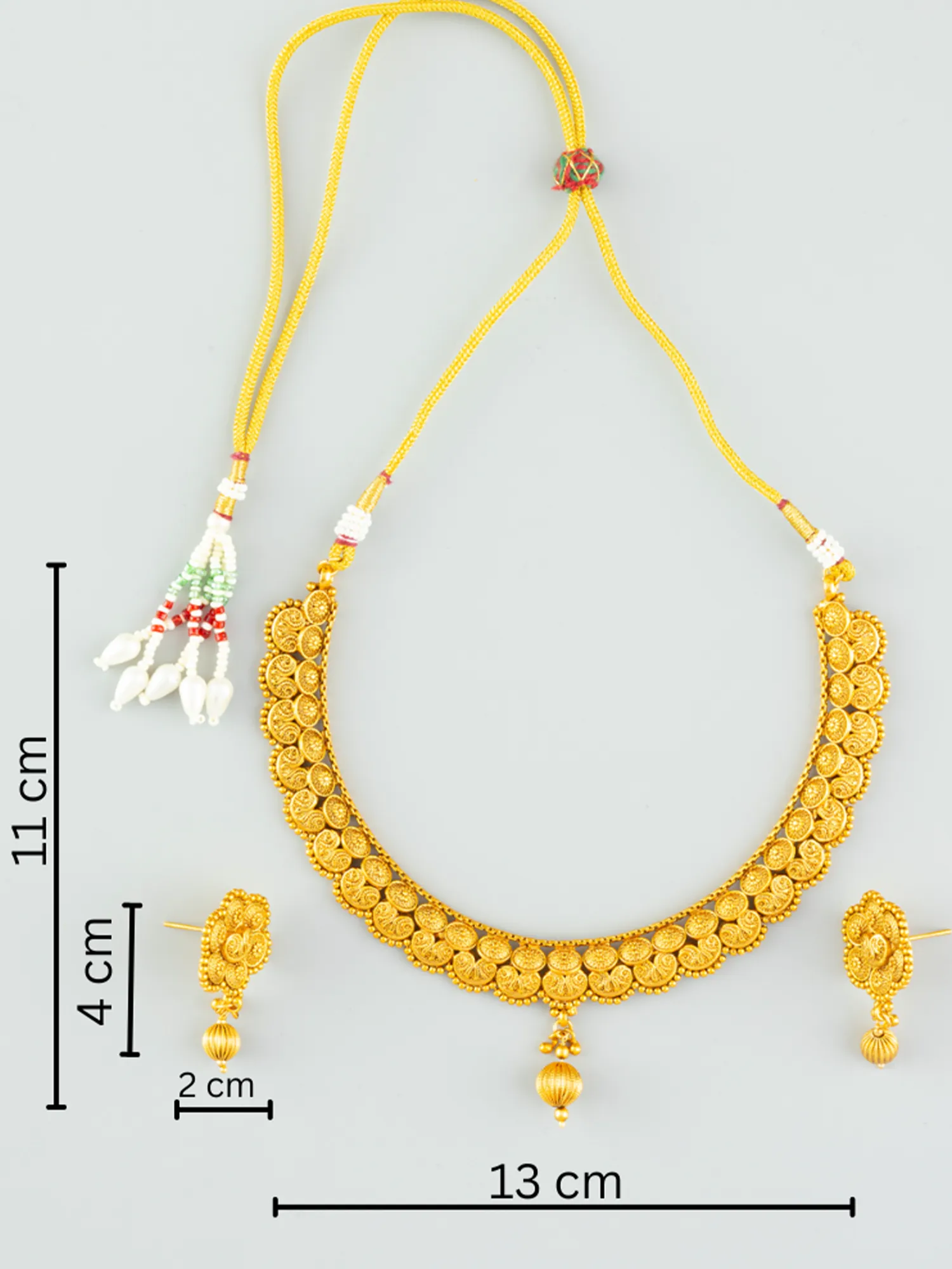 24K Gold Plated floral Design Necklace and Earrings Set