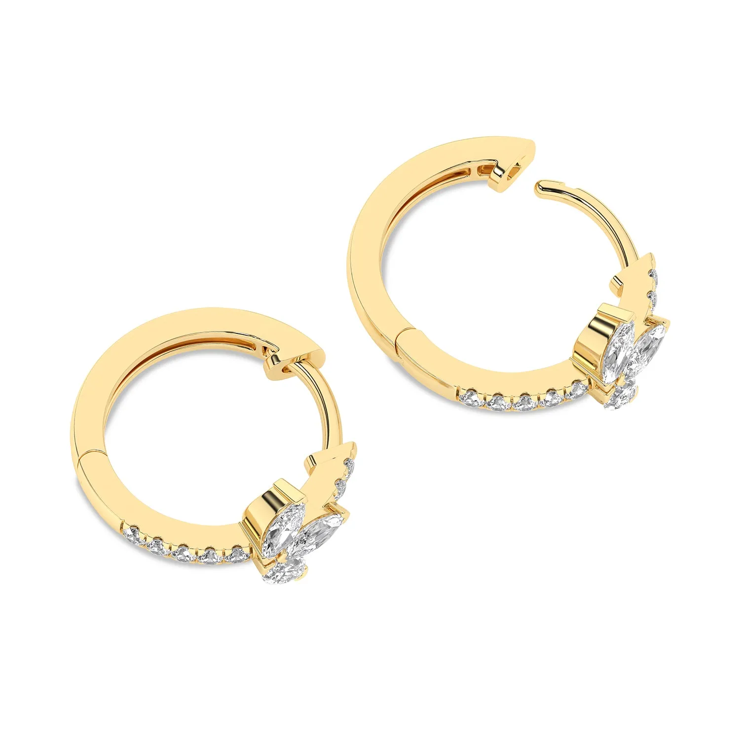 3 Marquise Radiant Huggie Hoops