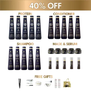 5x Complete Hair Straightening Bundle: Protein, Shampoo, Conditioner, Mask & Serum