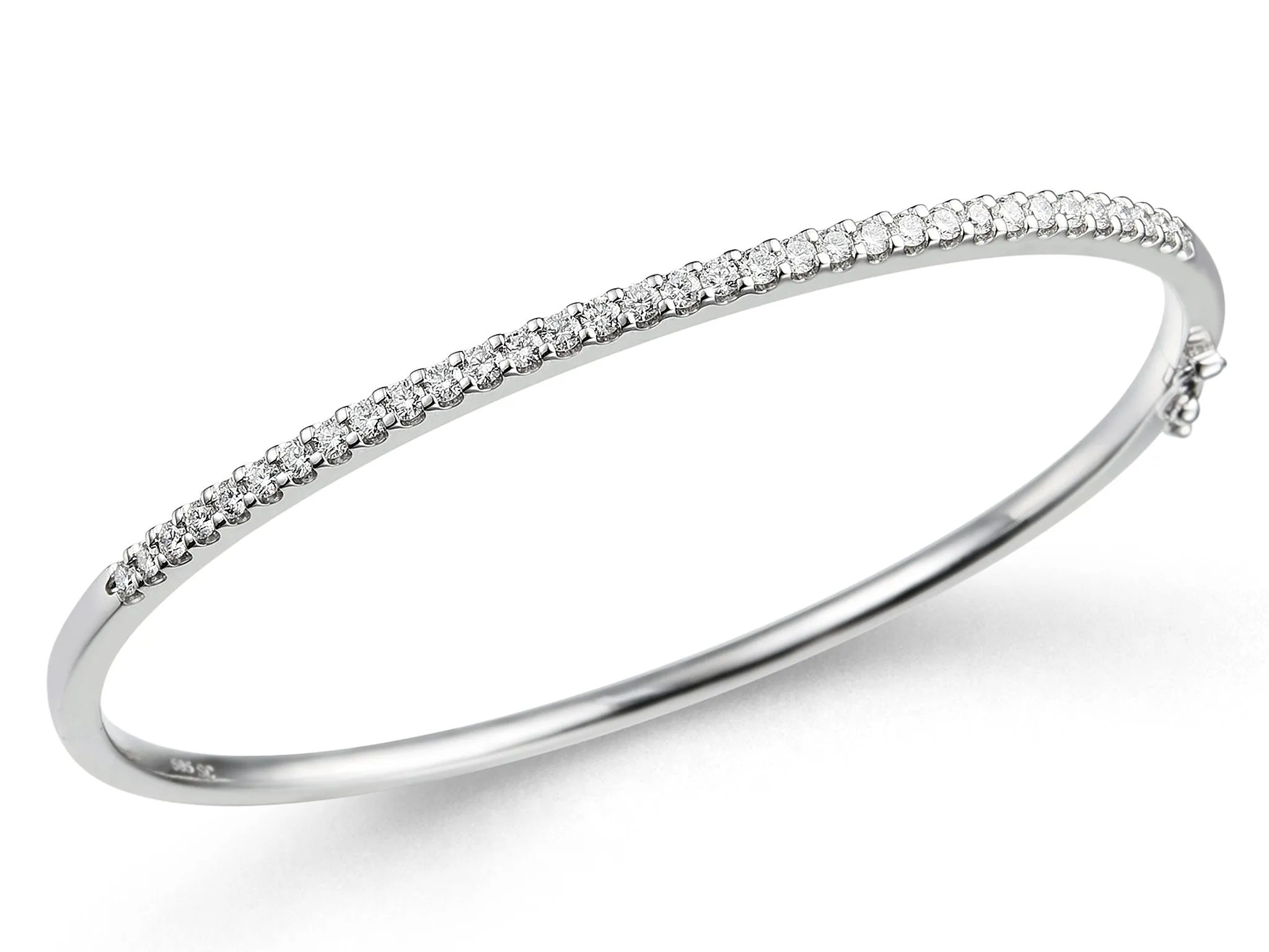 9ct White Gold 0.95ct Diamond Claw Set Bangle