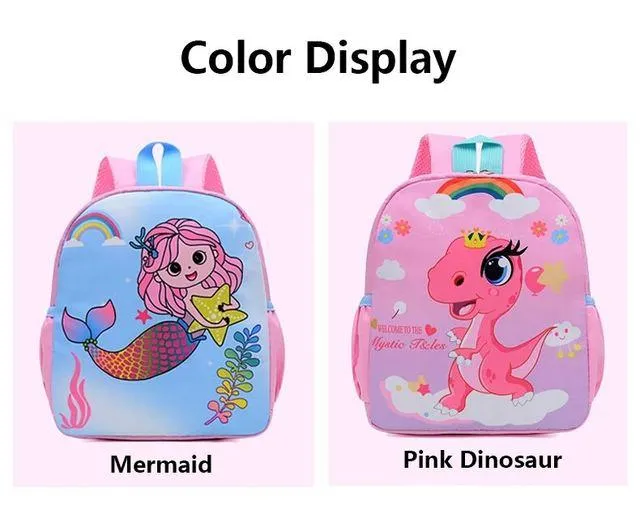 Adorable Dinosaur Cartoon Kids Backpack - Waterproof School Bag for Kindergarten and Primary Students