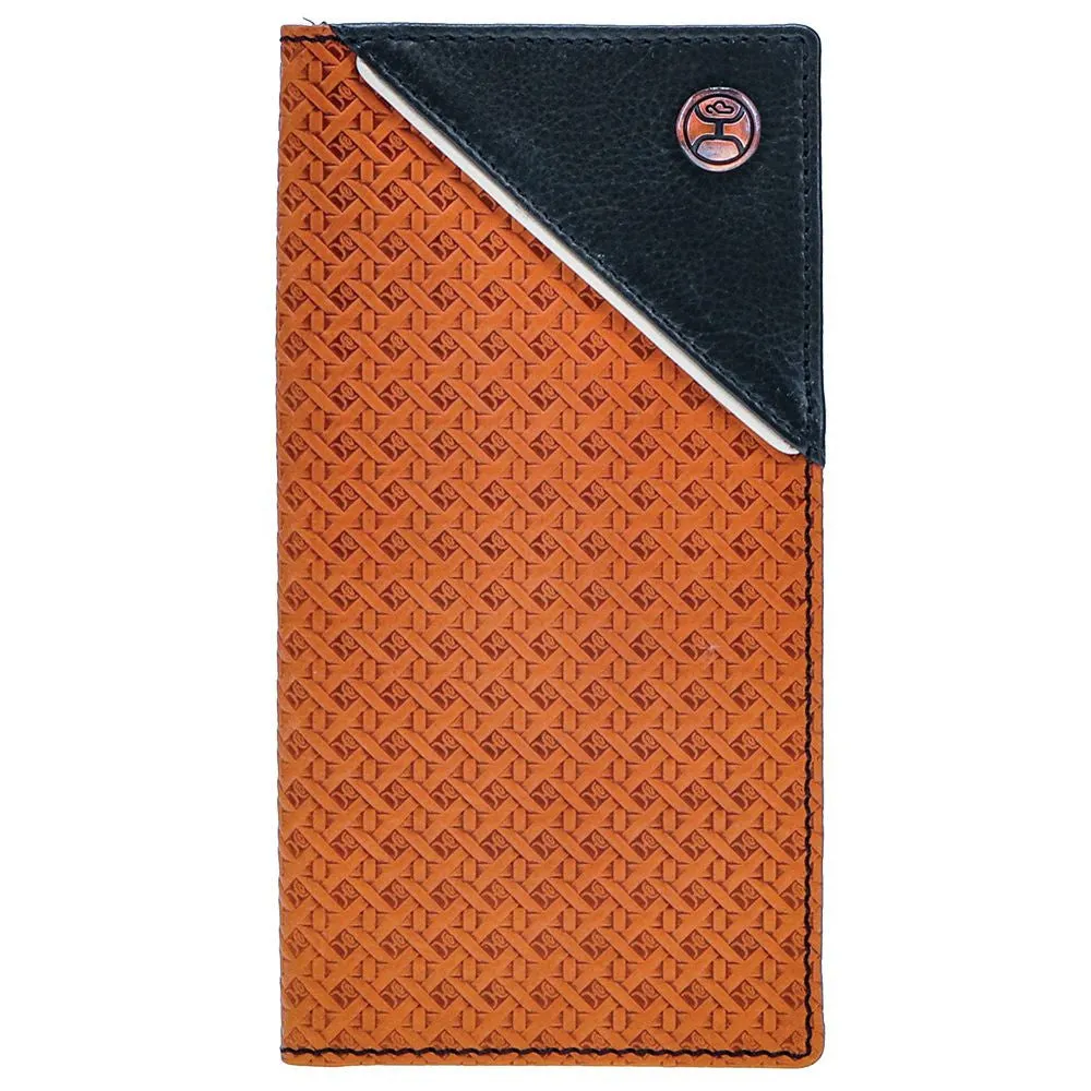 All Over Hooey Basketweave Rodeo Wallet with Black Leather Corner Overlay HW002-TNBR