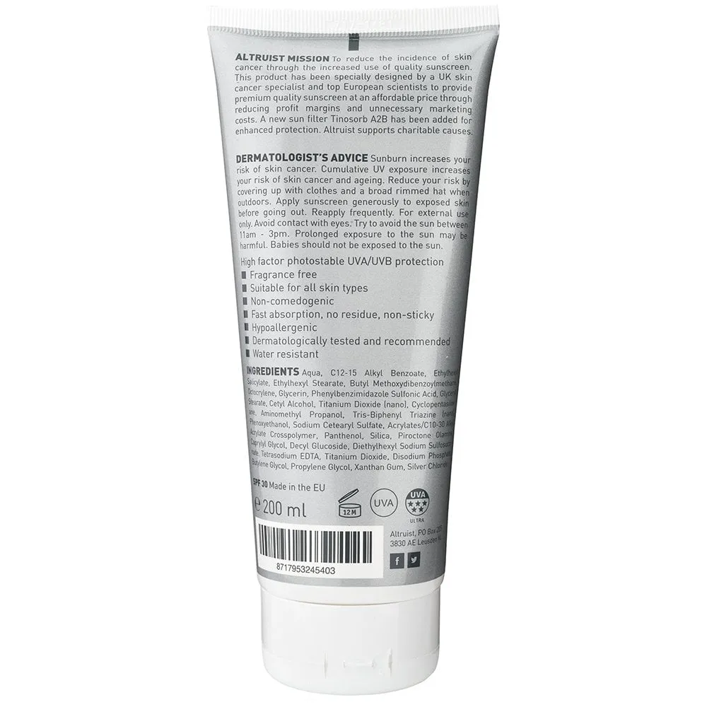 Altruist Dermatologist Sunscreen SPF30 200ml