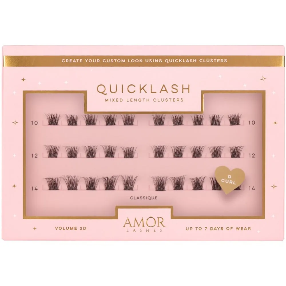 Amor Lashes QuickLash Mixed Length Individual Lash Clusters Multipack Classique Black 30 Clusters