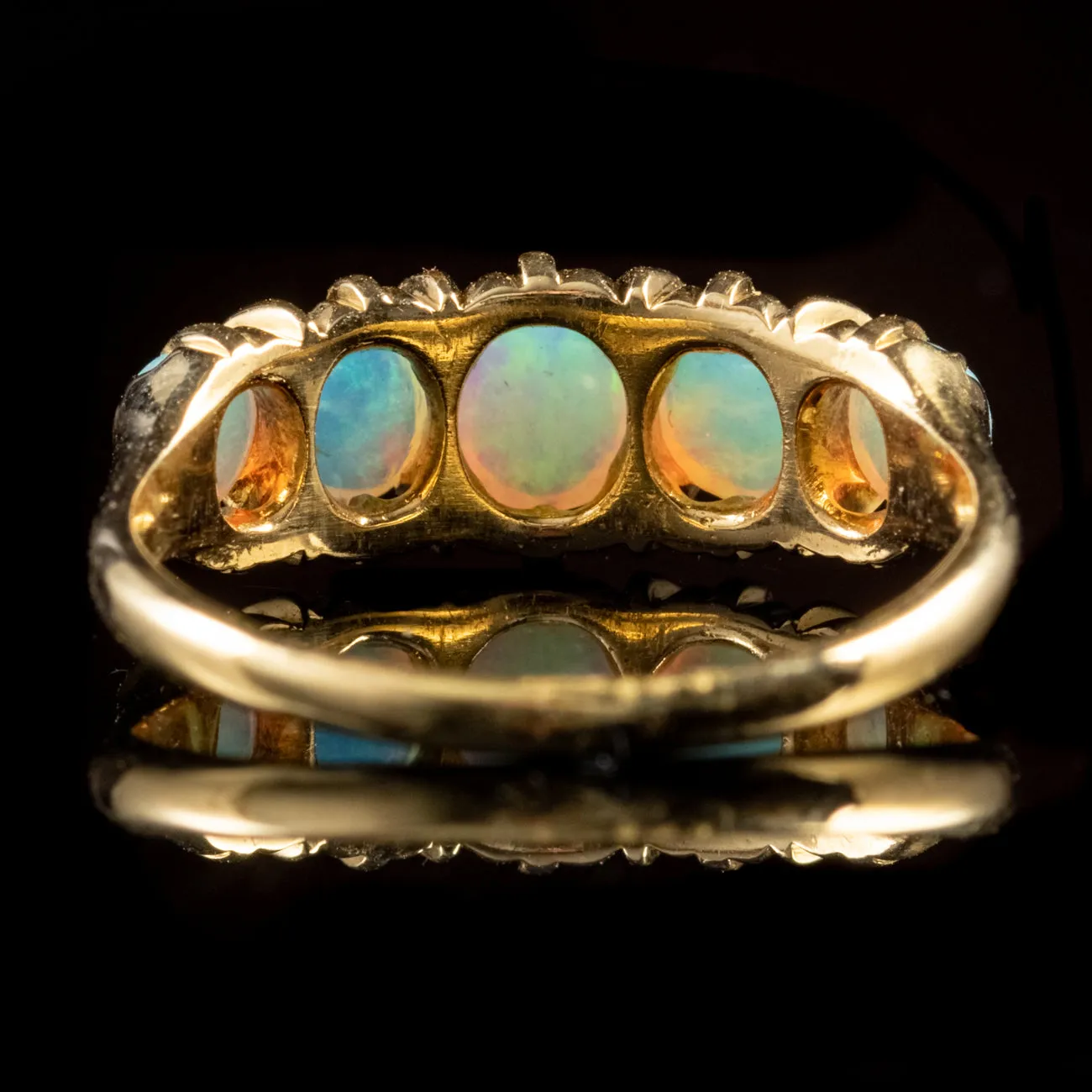 Antique Victorian 1.3Ct Opal Diamond Ring 18Ct Gold Circa 1890