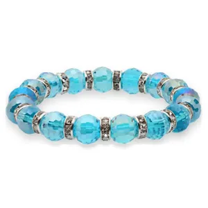 Aqua Marine Gorgeous Glass Bracelet with Cubic Zirconia Crystals