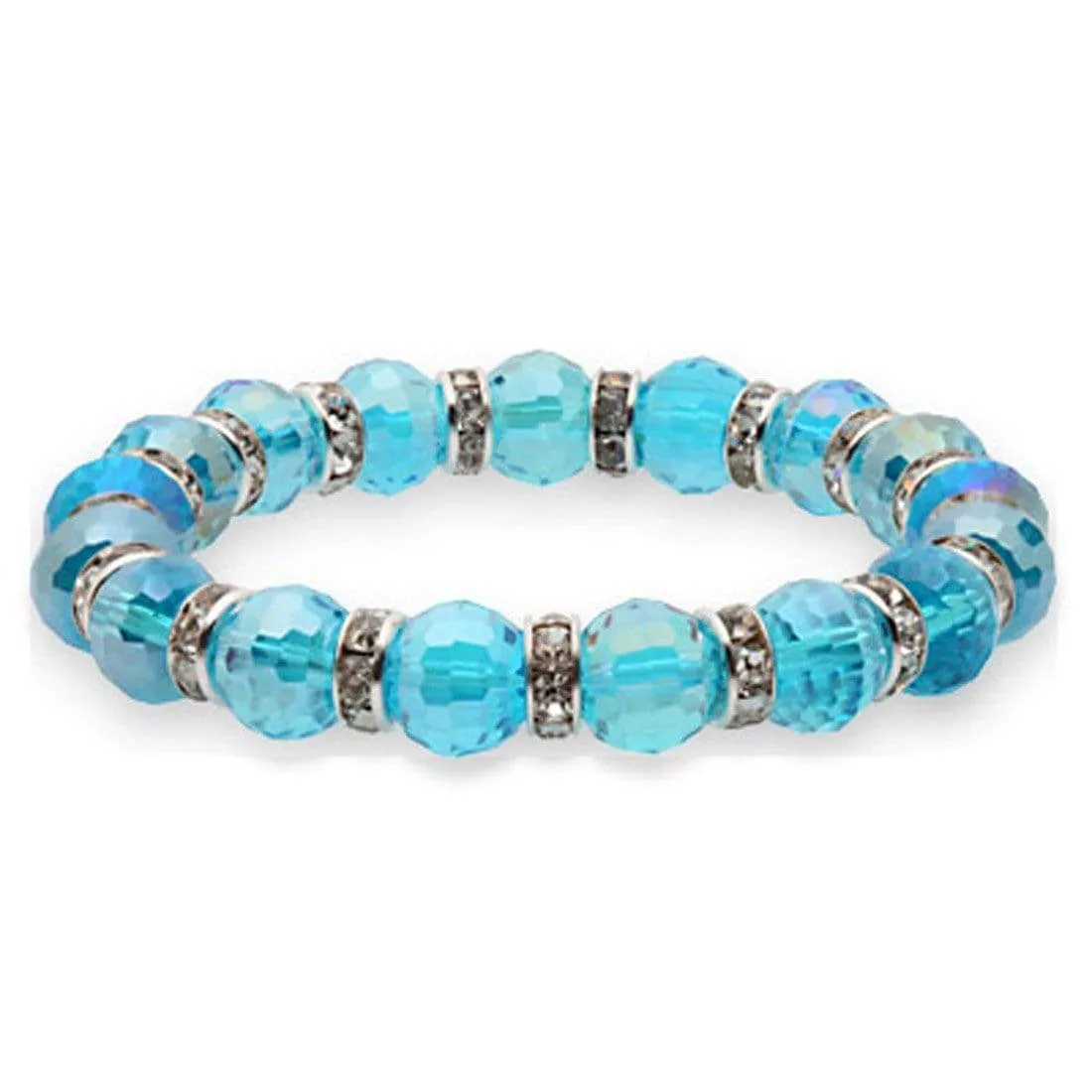 Aqua Marine Gorgeous Glass Bracelet with Cubic Zirconia Crystals