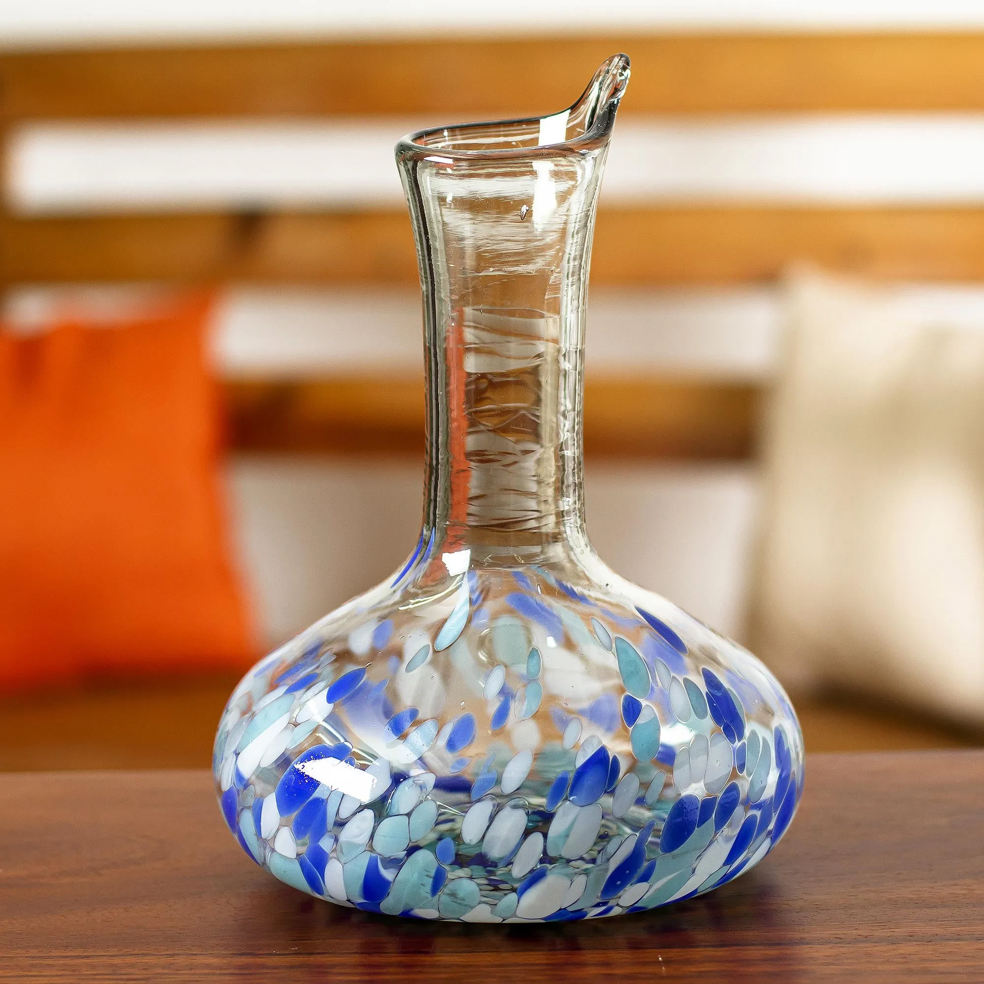 Artisan Crafted Glass Decanter - Cool Water | NOVICA