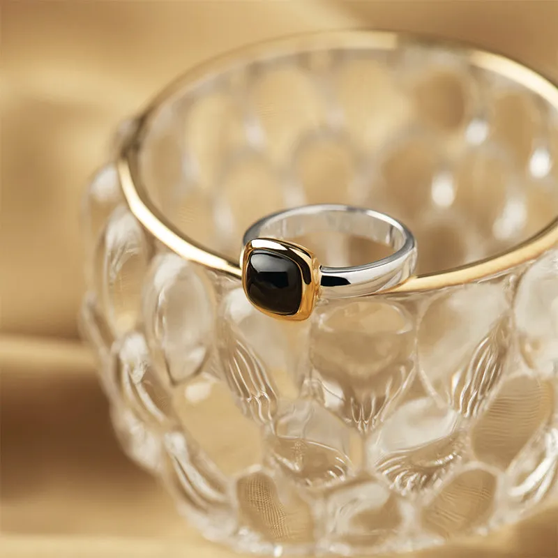 AURA TWO-TONE BLACK ONYX RING