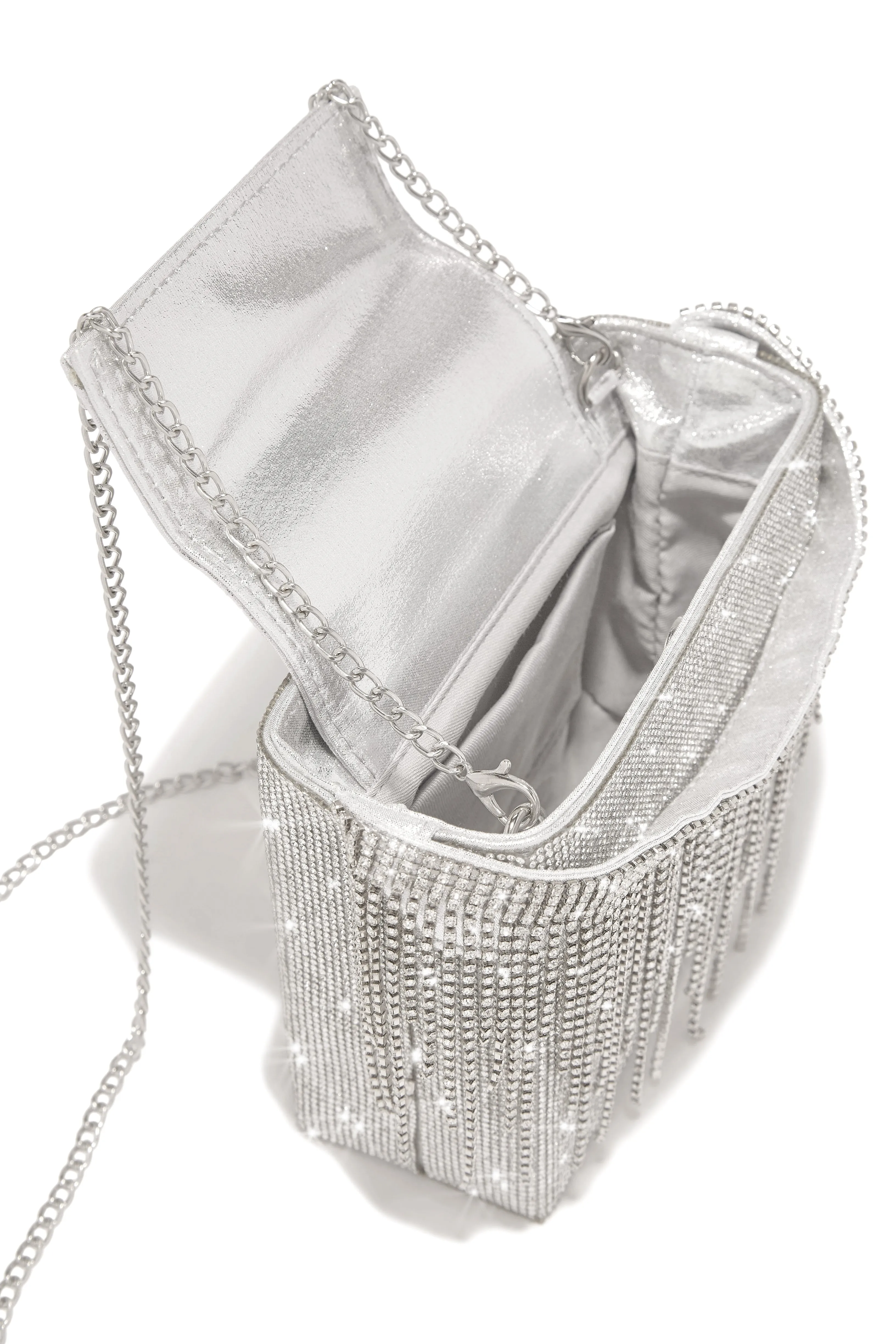 Azalia Fully Embellished Crossbody Handbag - Silver