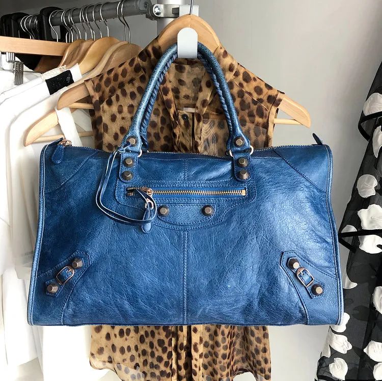 Balenciaga Blue Lambskin Large Giant 21 Work Bag