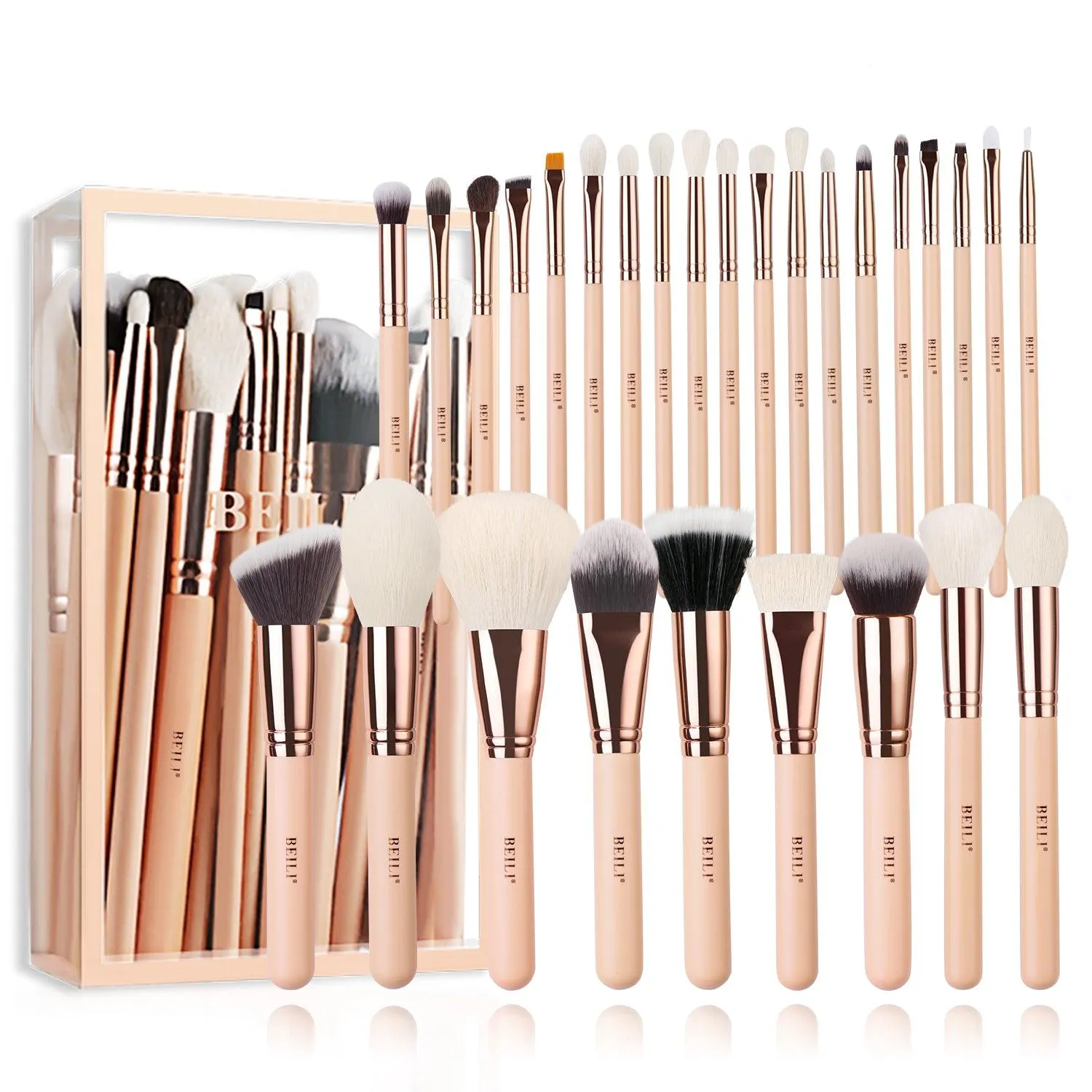 BEILI 28Pcs Rose Gold Makeup Brush Set F28