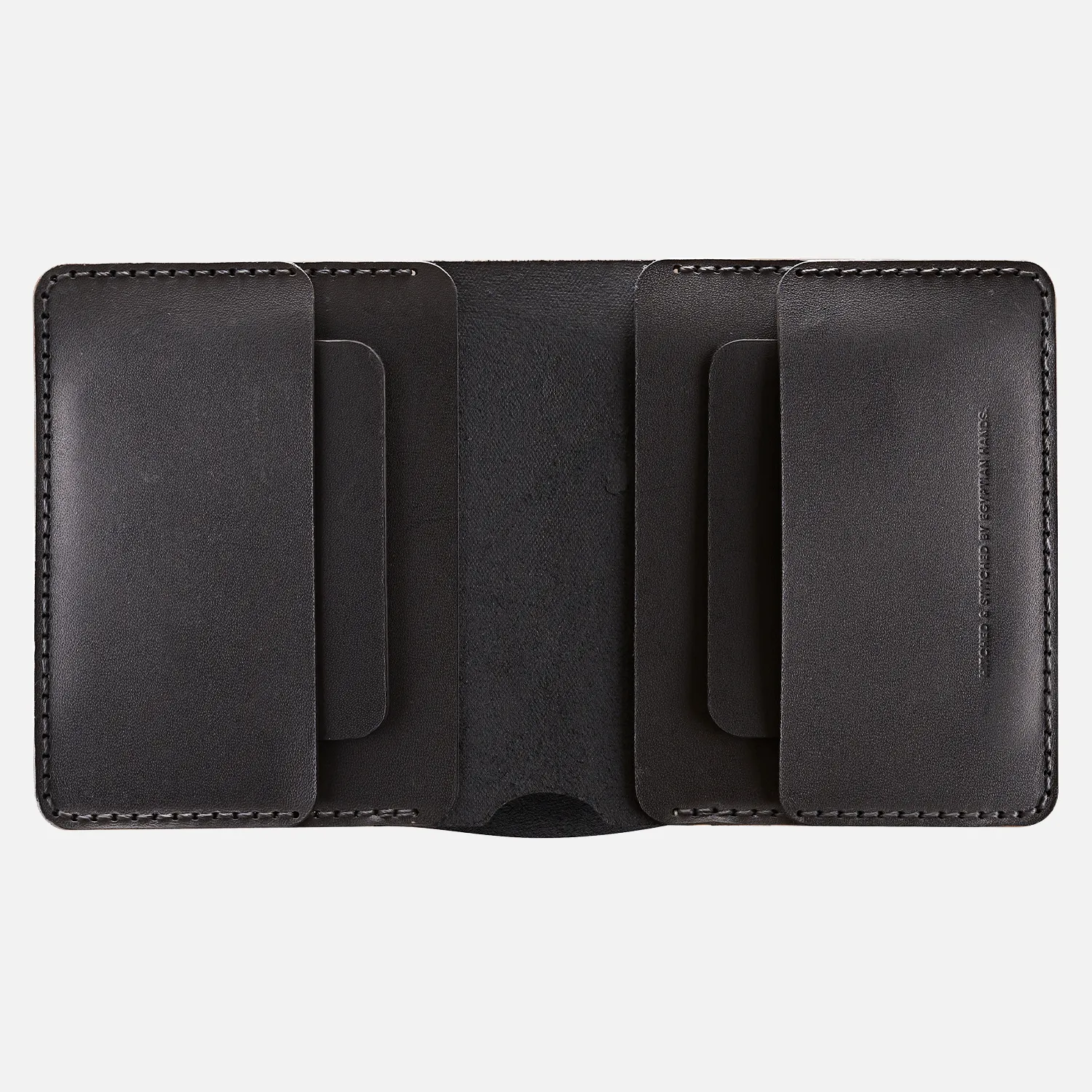 Bifold Wallet (Upgraded) - Handmade Natural Genuine Leather - Black