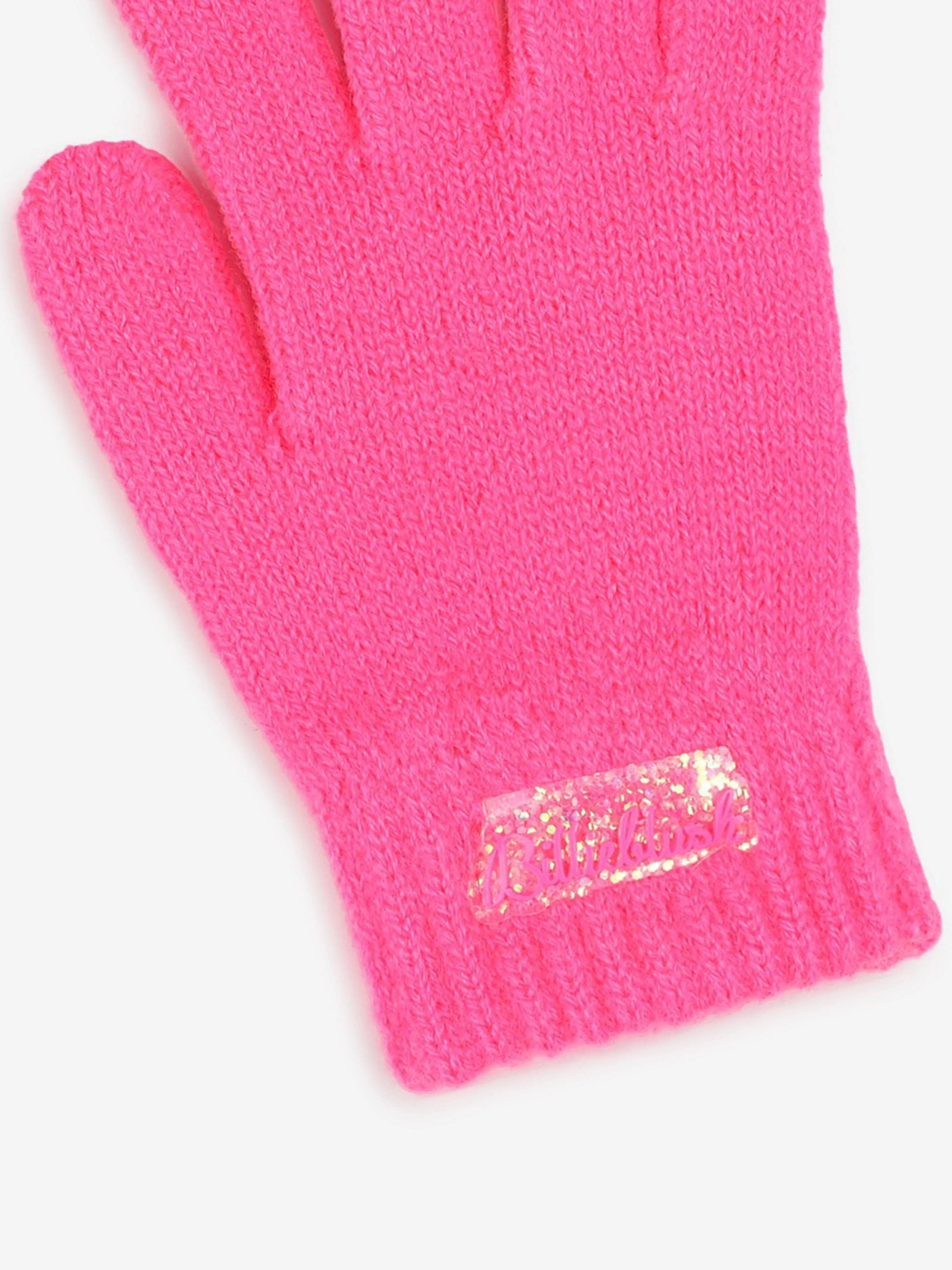 Billieblush Girls Sequin Heart Gloves in Pink