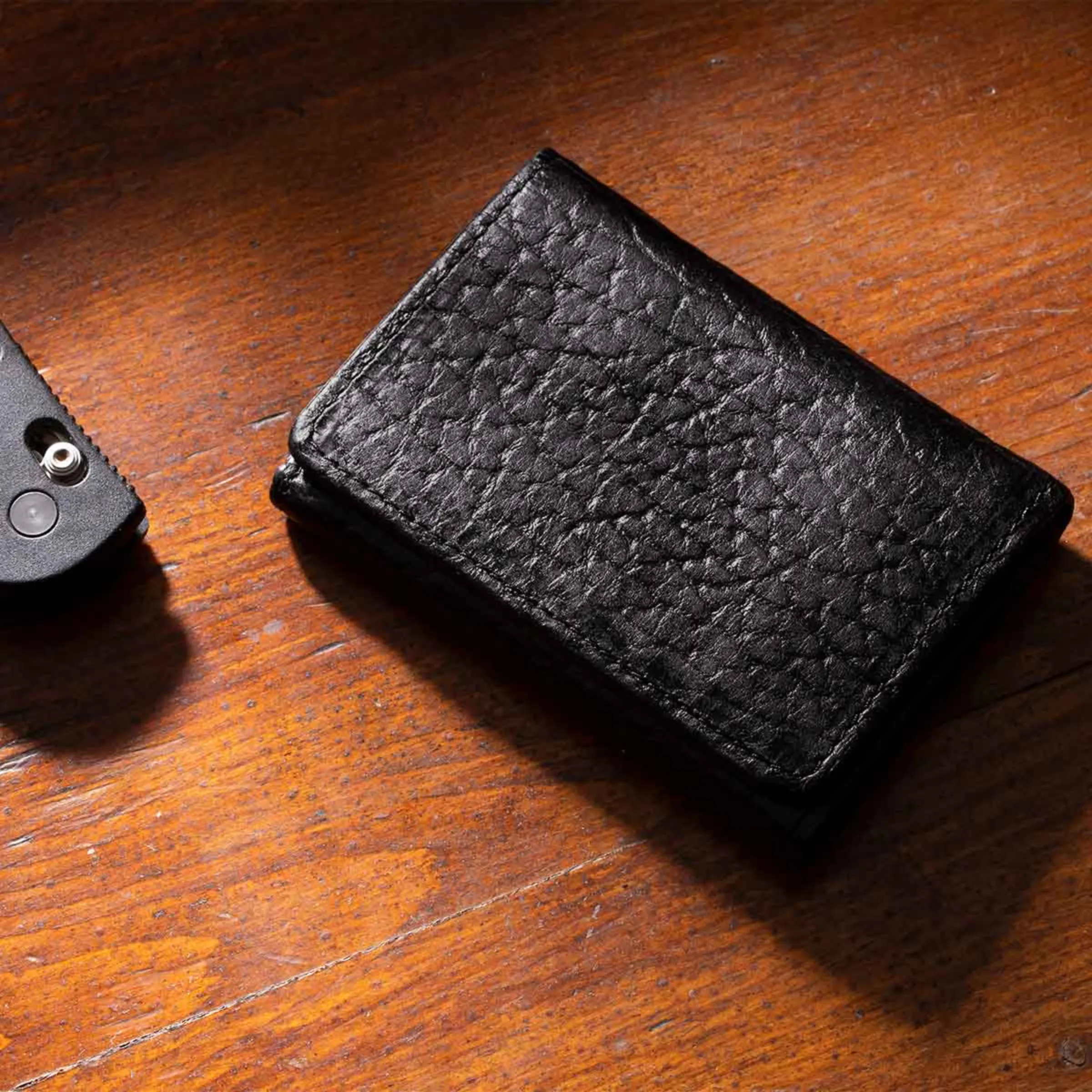 Bison Tri-Fold Black Wallet