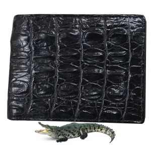 Black Alligator Skin Bifold Wallet For Men | Handmade Crocodile Leather Wallet RFID Blocking | VL5699