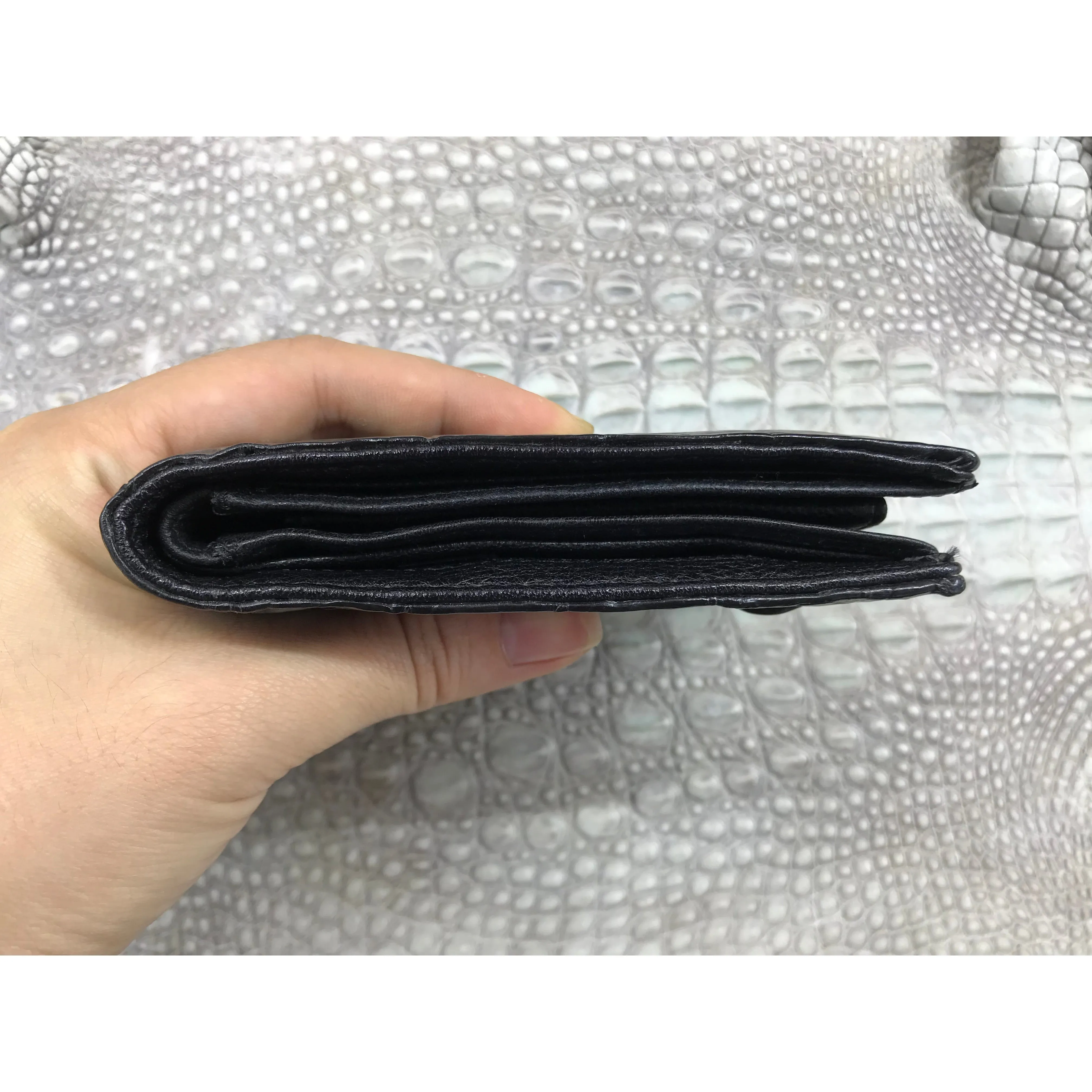 Black Alligator Skin Bifold Wallet For Men | Handmade Crocodile Leather Wallet RFID Blocking | VL5699