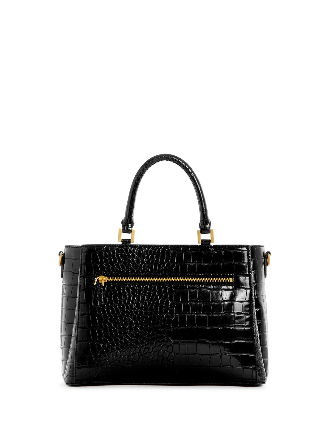 Black James Croco Girlfriend Satchel Bag