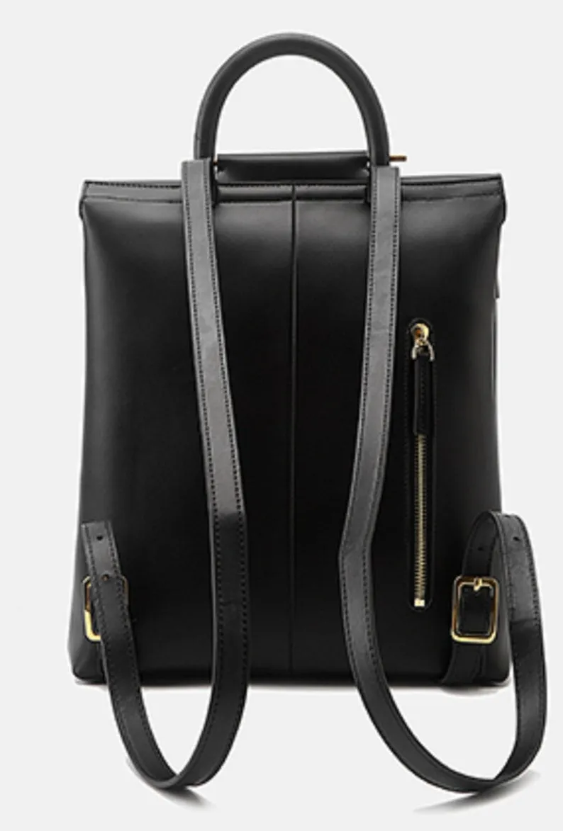 Black Leather Backpack Women