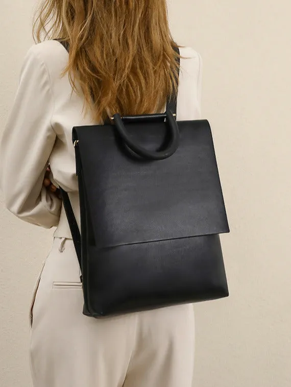 Black Leather Backpack Women