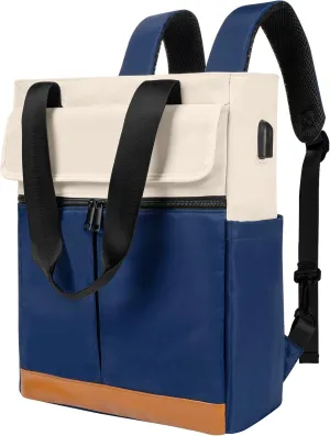 Blue Color Block Convertible Daypack Laptop Backpack