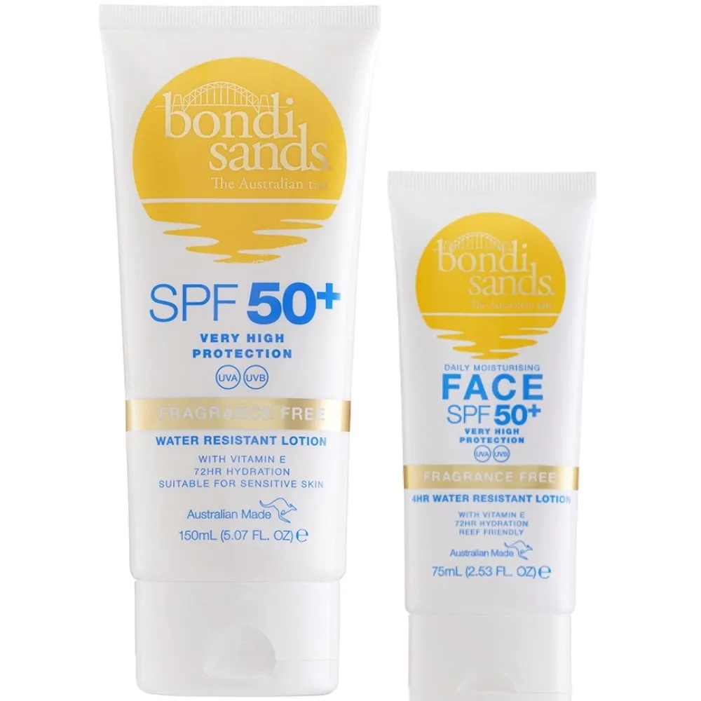 Bondi Sands Fragrance-Free Face & Body Sunscreen SPF50  Duo