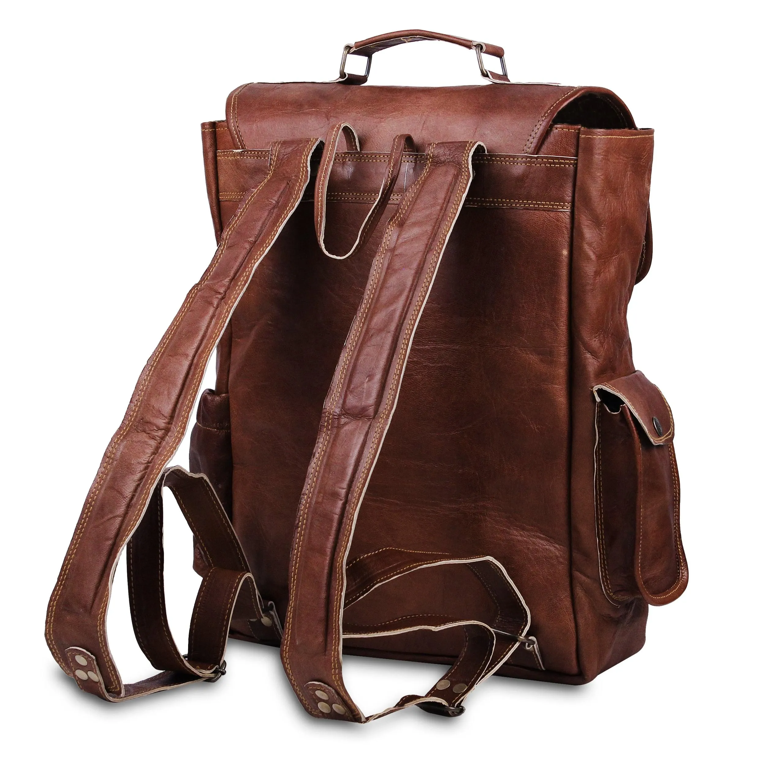 Brown Leather Laptop Backpack