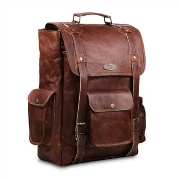 Brown Leather Laptop Backpack