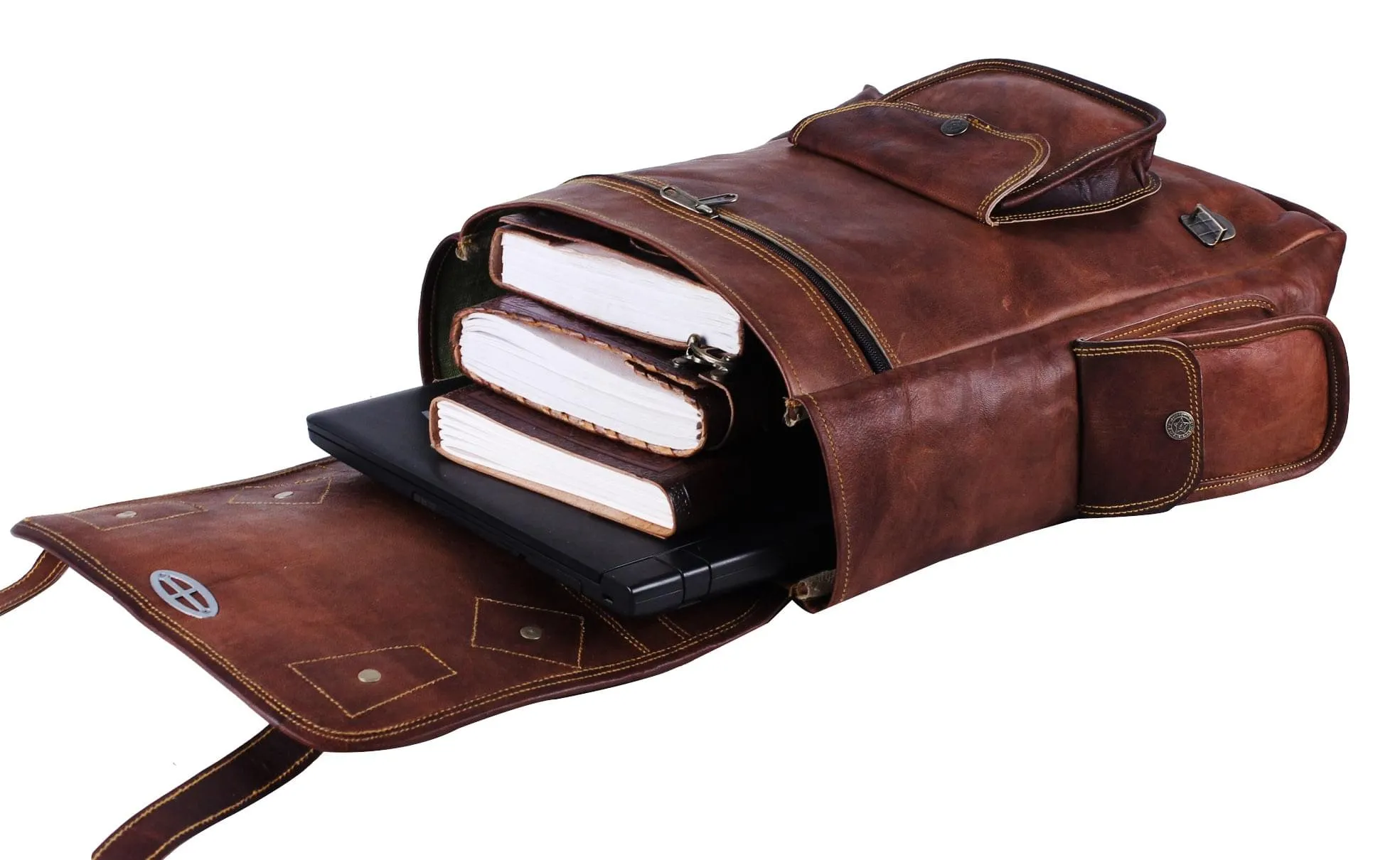 Brown Leather Laptop Backpack