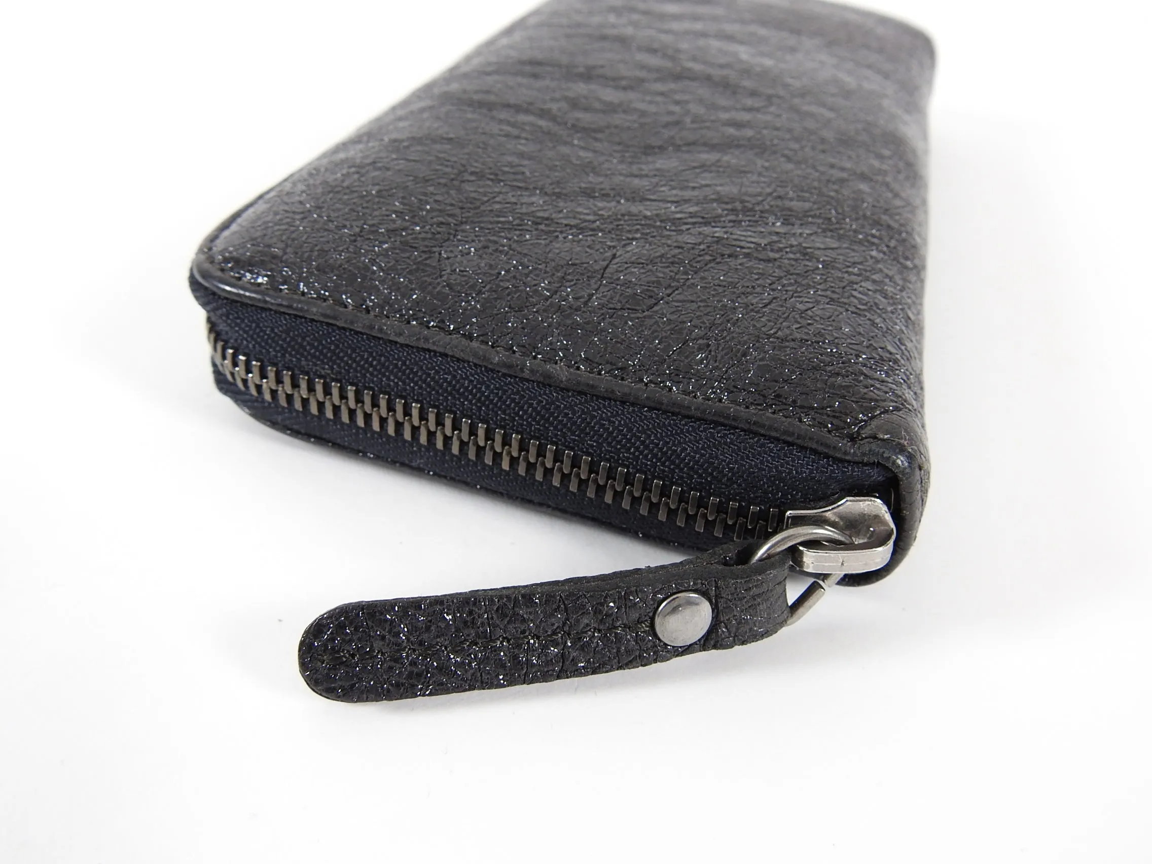 Brunello Cucinelli Black Leather Continental Zippy Wallet